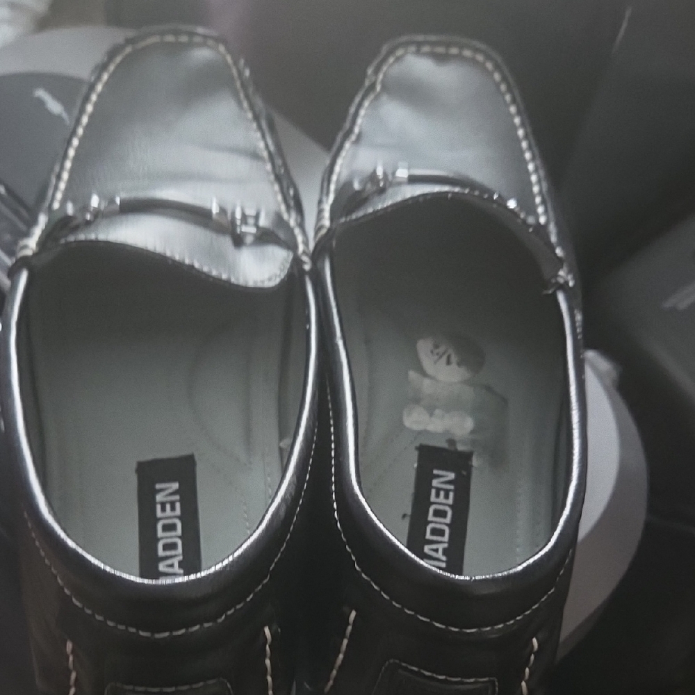 Steve Madden Black Loafers with Silver Accents